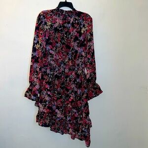 Scoop high neck ruffled mini dress. Size XXL. Color: pink/navy floral print.